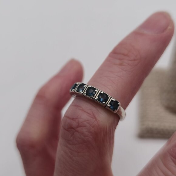 Size 5.5 Sterling Silver Unique Style Blue Spinel Gems Ring A3036 - Picture 5 of 9